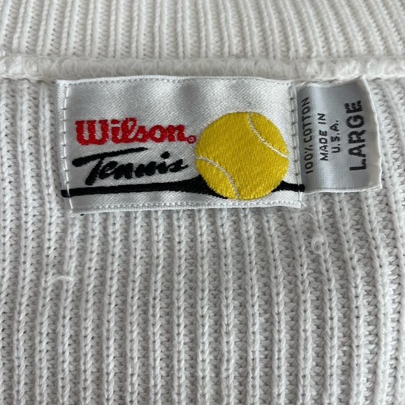 Vntg Wilson Tennis White V-Neck Sweater Vest Size L - Picture 7 of 11